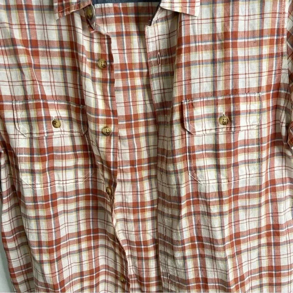 Alesbury Sz Medium Shirt Slim Linen Blend Multicolor Plaid Casual Button Front - Picture 5 of 5